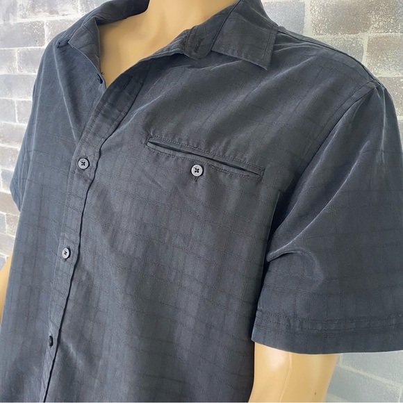 Men’s Tony Hawk Button Up Short Sleeve Collared Pocket Front Charcoal Shirt XL - Picture 5 of 8